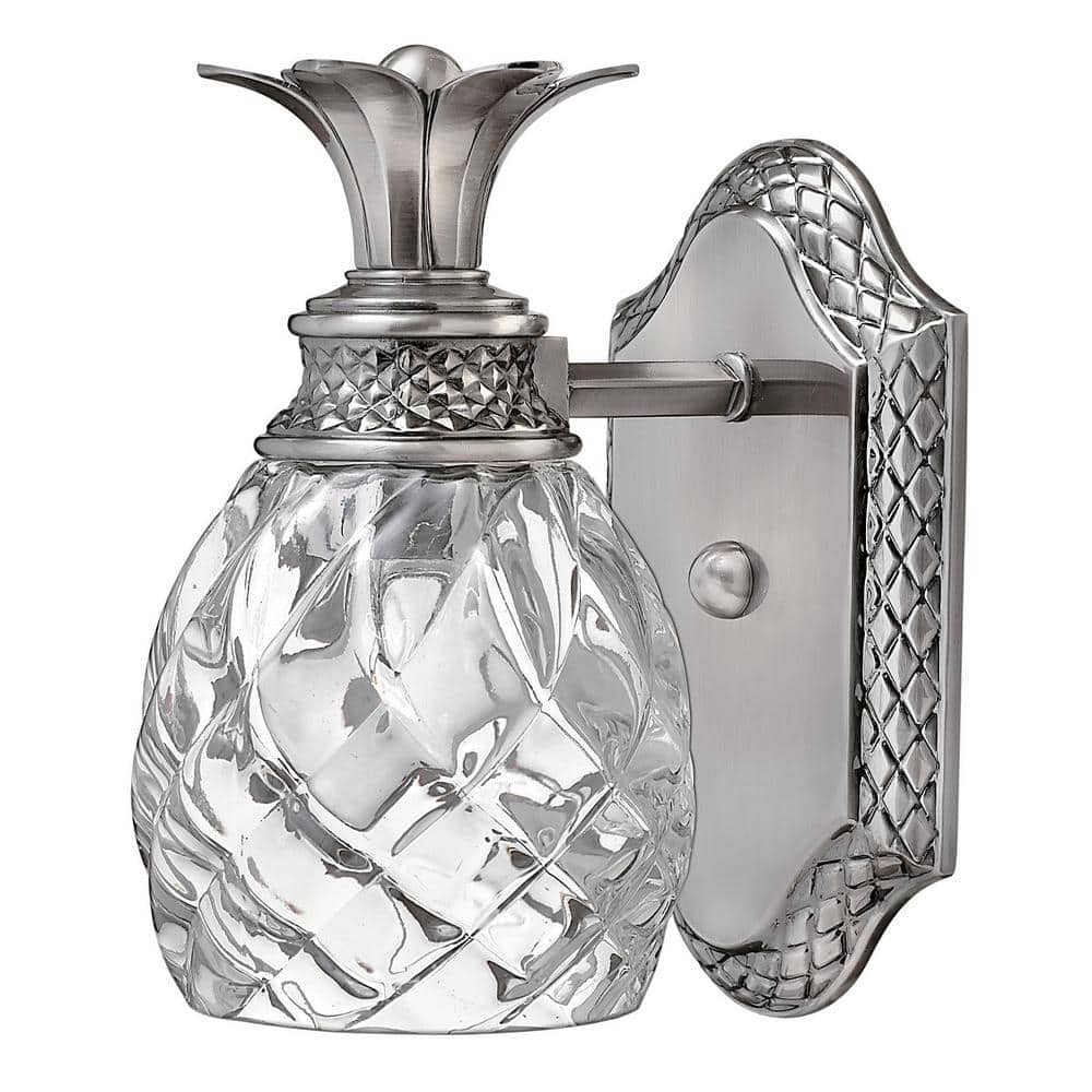 Elegant Pineapple Outdoor Nickel Wall Light with Clear Optic Glass