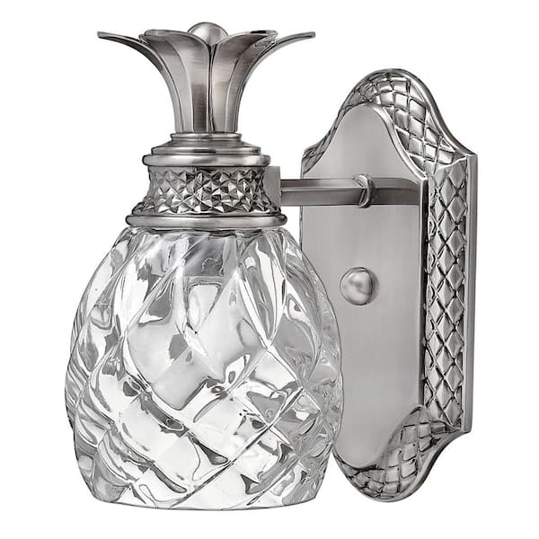 Plantation 5 in. 1 Light Polished Antique Nickel Vanity Light