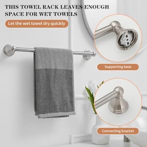 Traditional 18 in. Wall Mounted Bathroom Accessories Towel Bar Space Saving and Easy to Install in Brushed Nickel
