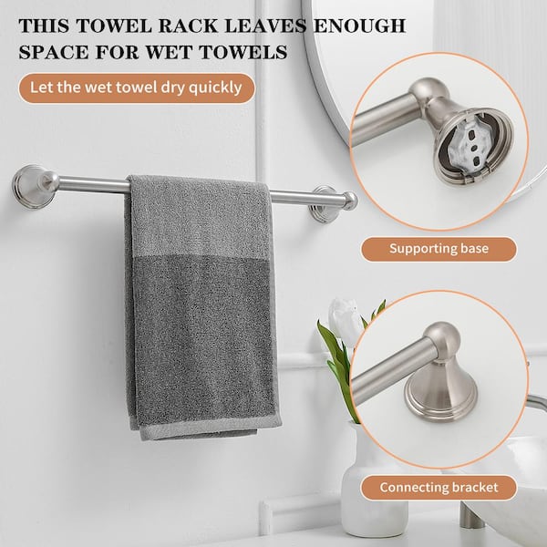 18 in. Wall Mounted Towel Bar in Brushed Nickel