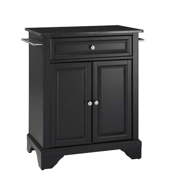 CROSLEY FURNITURE Lafayette Black Portable Kitchen Island with Granite Top