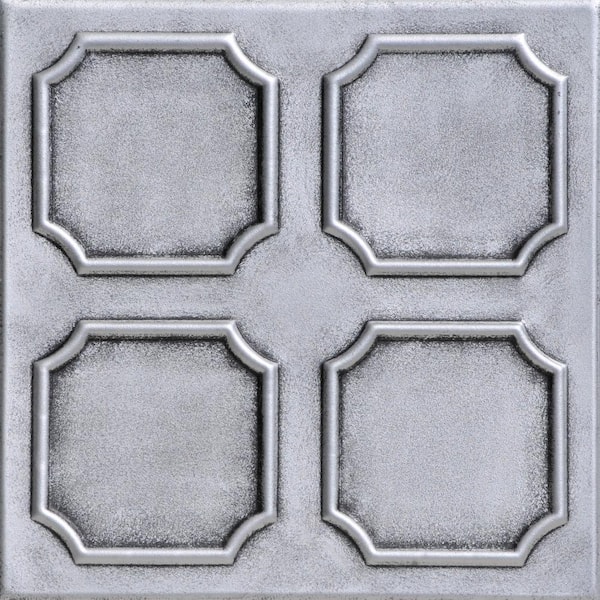 A La Maison Ceilings Bostonian 1.6 ft. x 1.6 ft. Glue Up Foam Ceiling Tile in Antique Silver