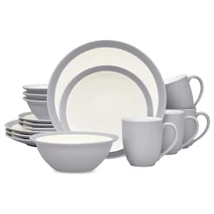 Colorwave Slate 16-Piece Curve (Gray) Stoneware Dinnerware Set, Service For 4