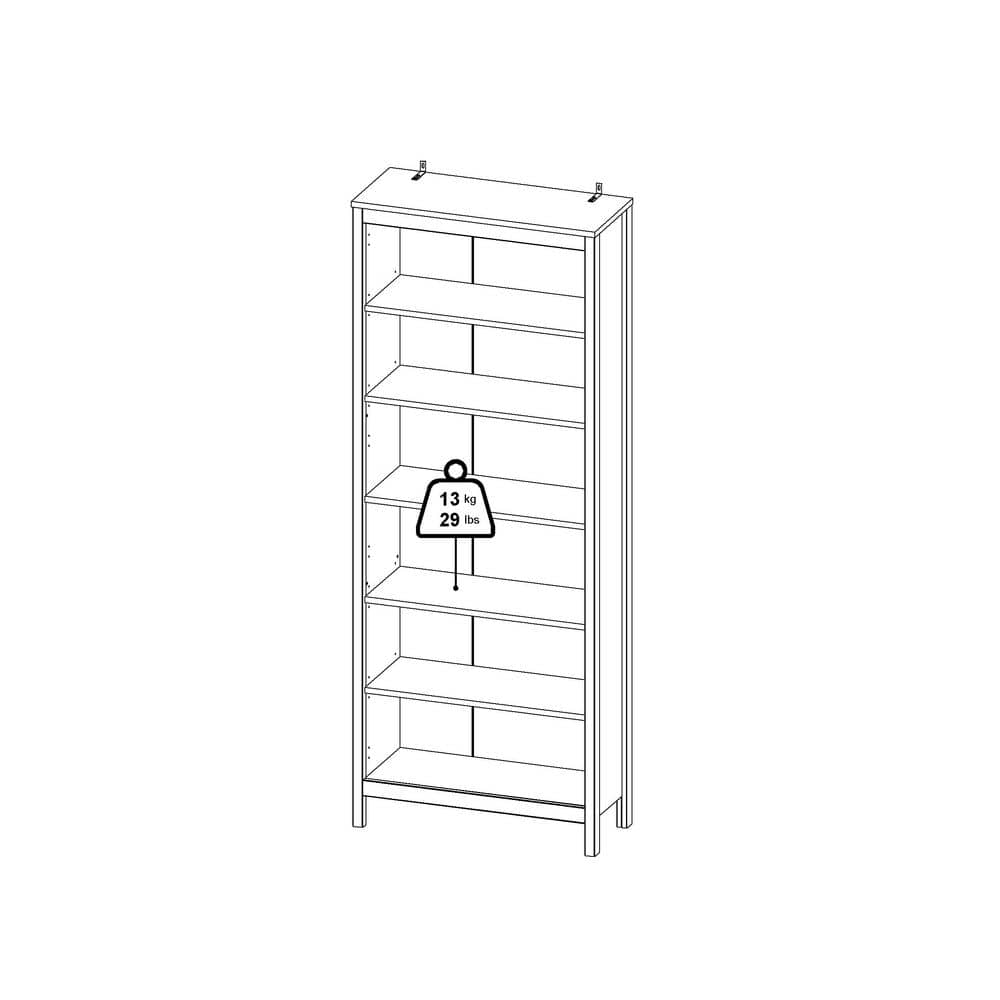 Madrid White Adjustable 6-Shelf Bookcase