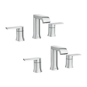Genta 8 in. Widespread 2-Handle Bathroom Faucet in Chrome (2-Pack)(Valve Included)