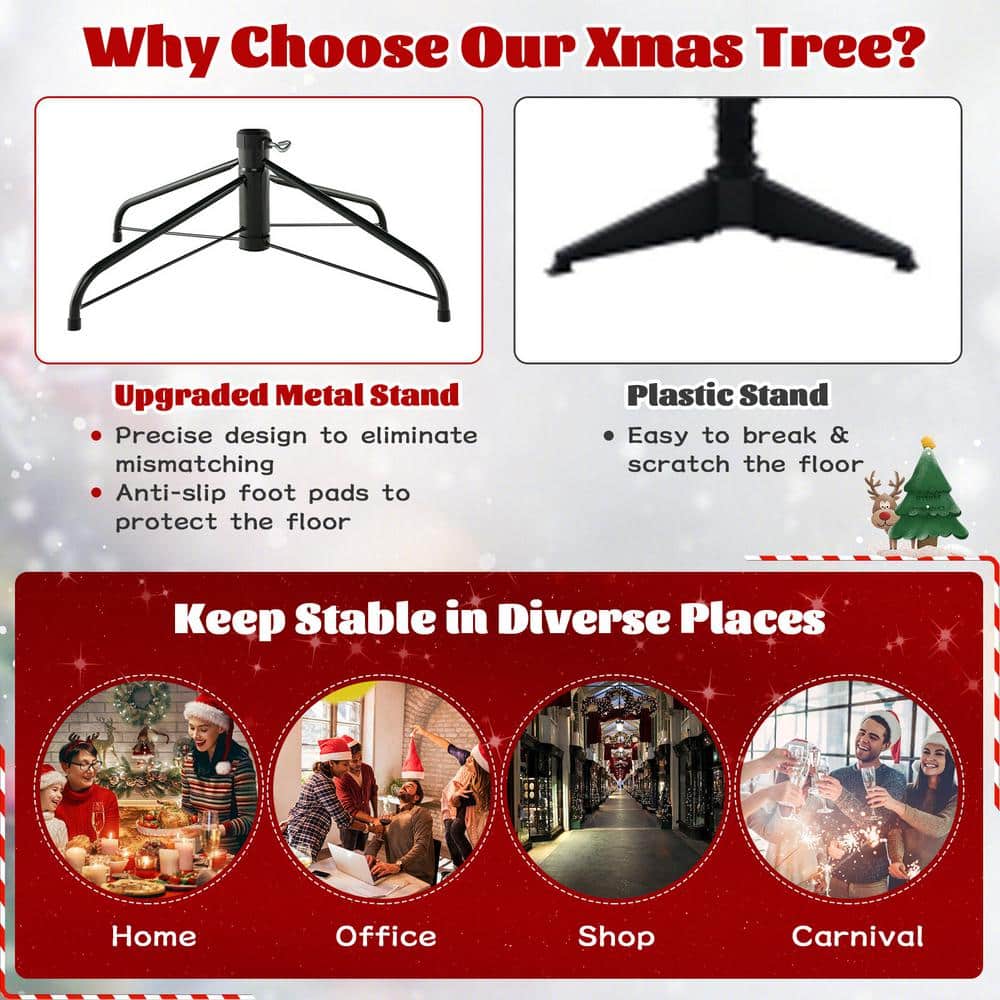 7-Foot Green PVC Christmas Tree with Warm White LED Lights