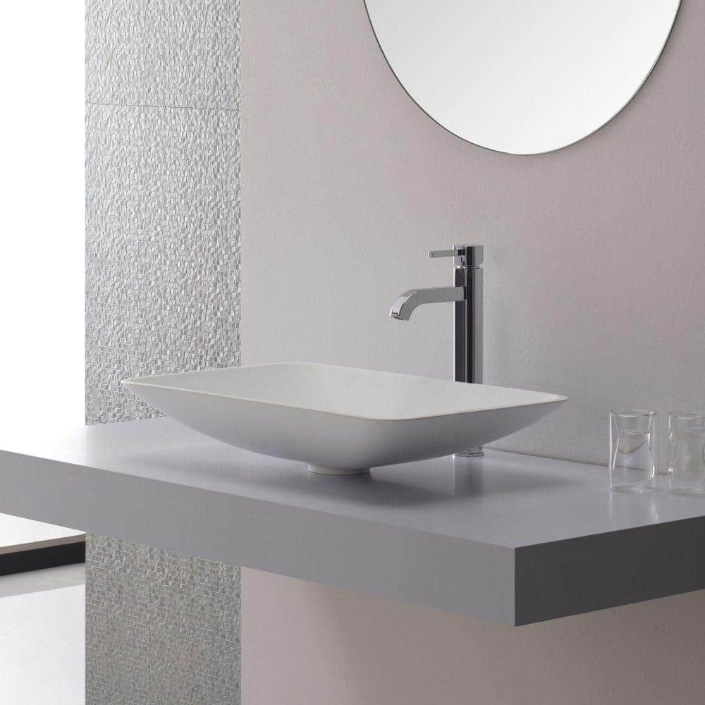 Satin Nickel Modern Single Hole Vessel Faucet