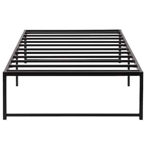 Platform Bed Frame, Black Metal Bed Frames Twin size 14.2 in. H No Box Spring Needed Platform Bed with Duty Steel Slat
