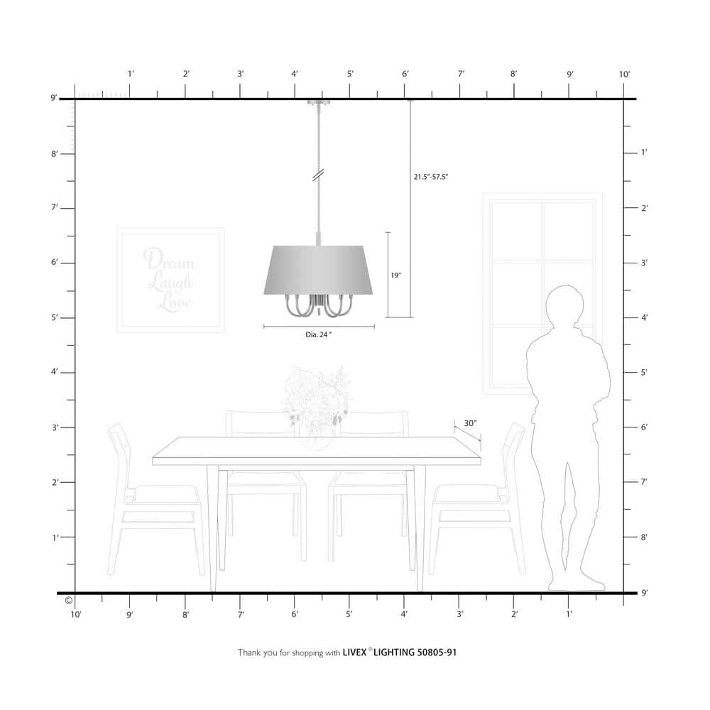 Sleek Brushed Nickel 6-Light Pendant with Oatmeal Drum Shade
