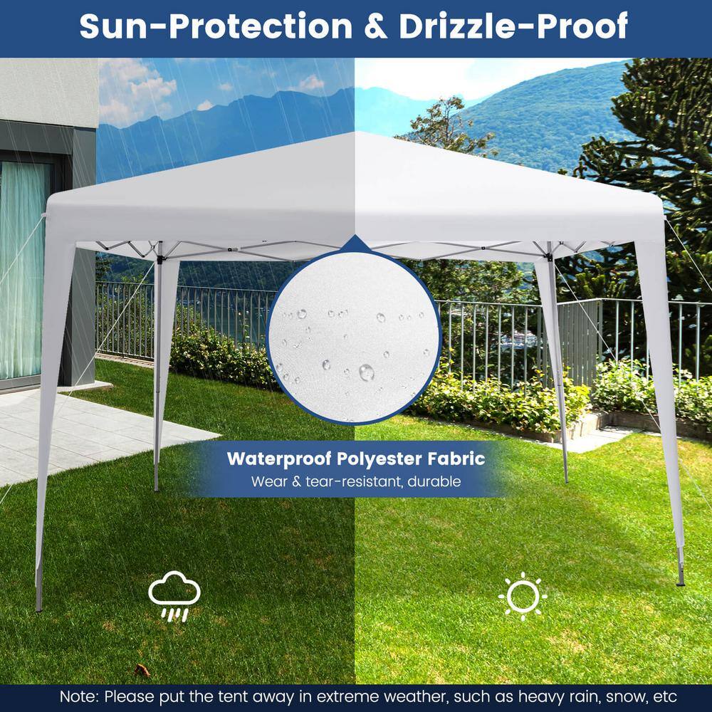 White 10x10 ft Adjustable Height Pop-Up Canopy Tent