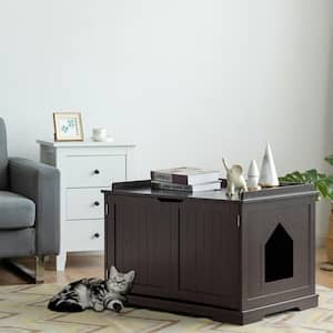 29.5 in. W x 21 in. D x 20.5 in. H MDF Litter Box Cat Enclosure in Brown with Double Doors for Large Cat and Kitty