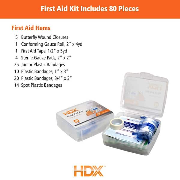 HDX 80 Piece First Aid Kit 52444 - The Home Depot