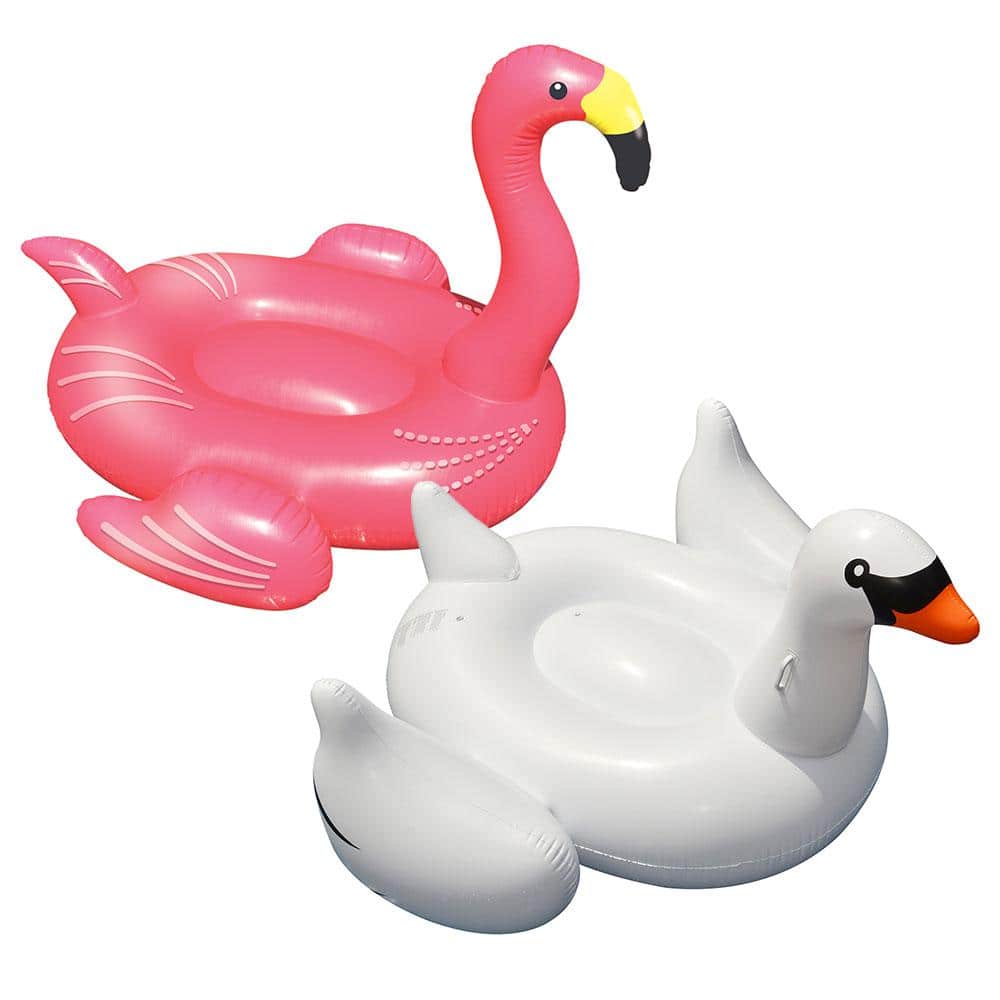 2-Pack Details about   Giant White Swan And Flamingo Swimming Pool Float Combo 