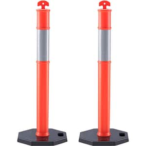 Traffic Delineator Post Cones, 2-Pieces Traffic Safety Delineator Barrier with Rubber Base, for Traffic Control Warning