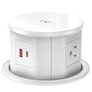 6 ft. 4-Outlet 1 USB-A Port 1USB-C port Pop-up Surge Protector Outlet in White with 15-Watt Wireless Charger