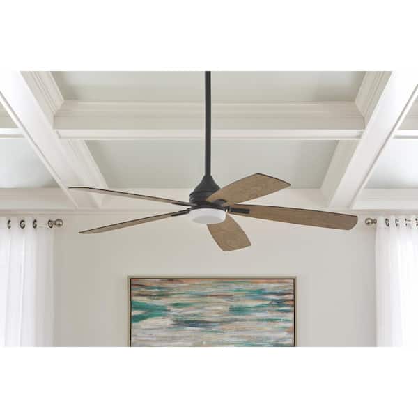 Beckford 52 in. Indoor Matte Black Ceiling Fan with Adjustable White Integrated LED with Remote Control Included