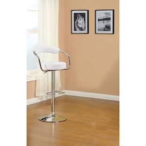 40 in. Adjustable White Faux Leather Low Back Metal Bar Stools (Set of 2)