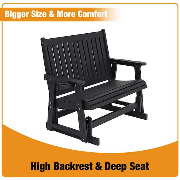 Innovaze Poly Lumber Plastic Outdoor Glider with Deep Seat
