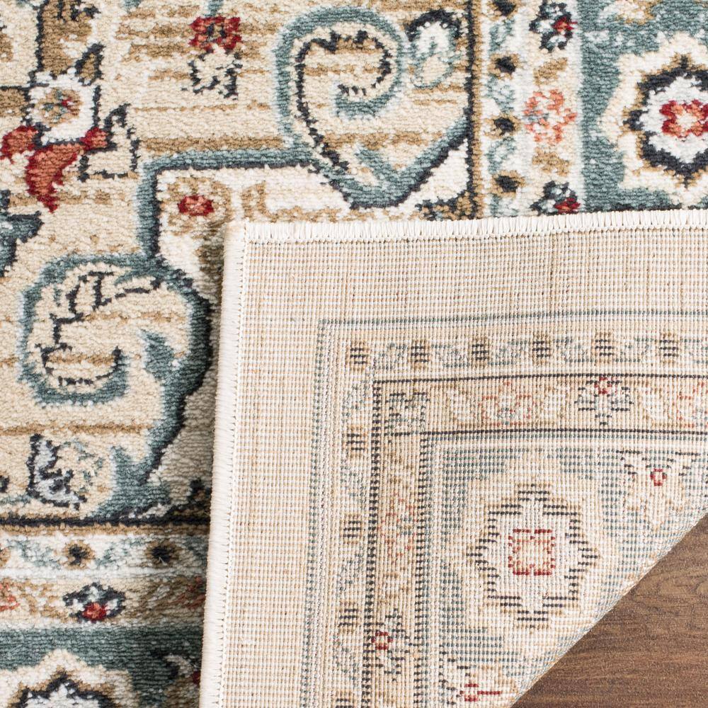 Cream and Beige Synthetic Traditional Area Rug
