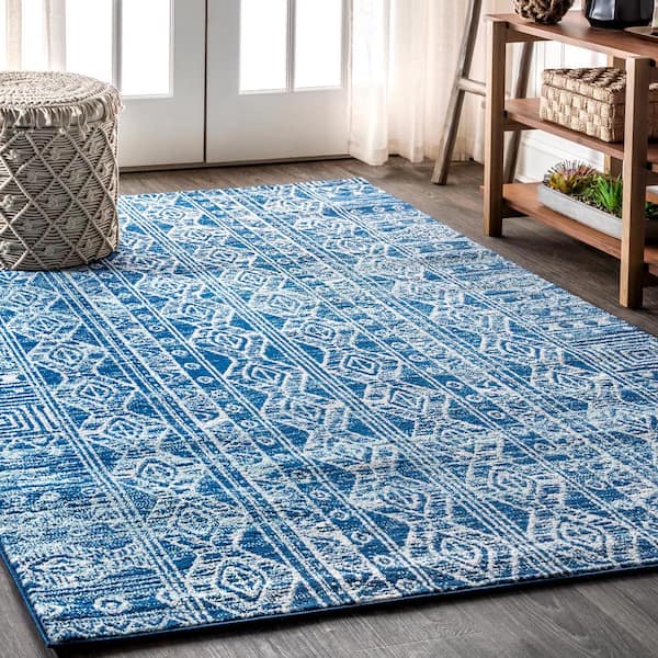 JONATHAN Y Moroccan Hype Boho Vintage Tribal Blue/Gray 4 ft. x 6 ft. Area Rug