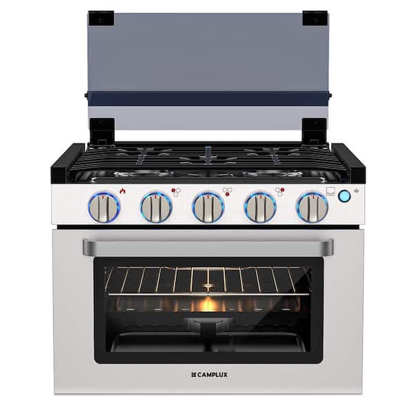 CAMPLUX 18 in. 1.27 cu. ft. RV Gas Range with 3-Burners in Stainless Steel
