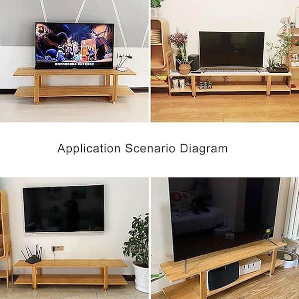 B BALANBO Natural Bamboo Wood Low TV Stand Fits TVs up to 55 in. Modern 2-Shelf Open Storage Bookshelf