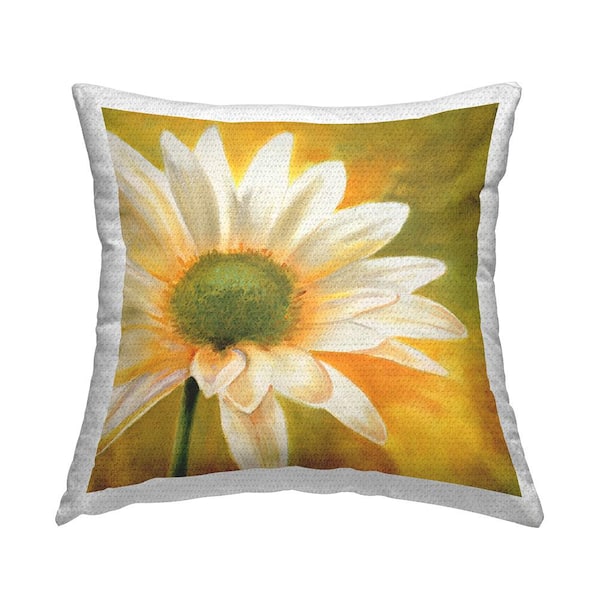 Sunny Nature Daisy Flower Yellow Square Outdoor Throw Pillow