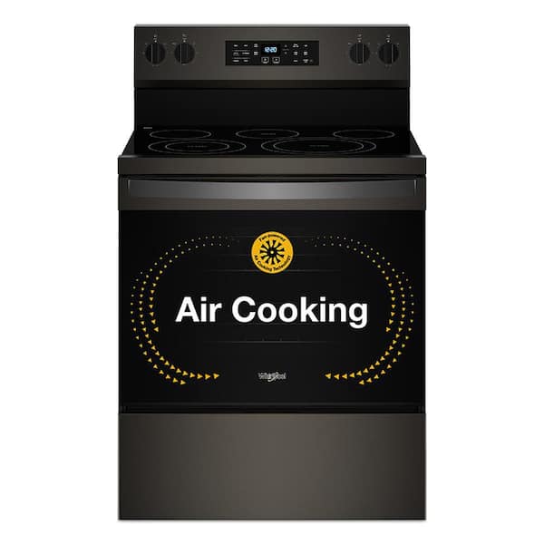 30 in. 5 Element Freestanding Electric Range in Black Stainless with Air Cooking Technology