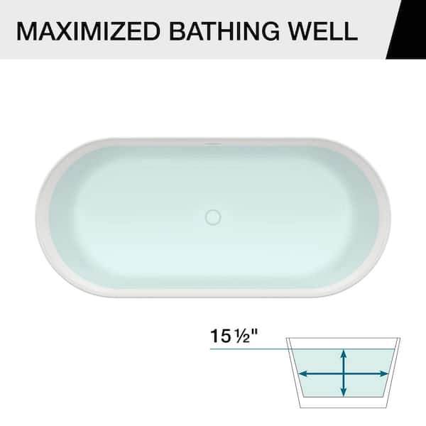 Malindi 67 in. x 30 in. Acrylic Non-Whirlpool Flatbottom Freestanding Bathtub with Center Drain in White