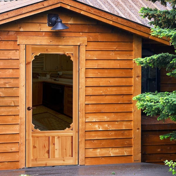 Woodland 30 in. x 80 in. Unfinished Universal/Reversible Full-View Cedar Storm Door