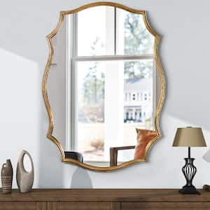 Antiqued Gold 25 in. W x 35 in. H Vintage Irregular Resin Decorative Mirror