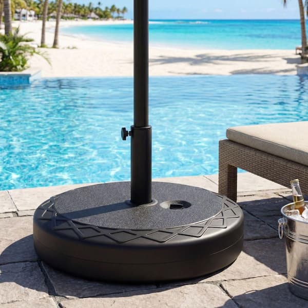 90 lb patio umbrella base Fillable LBS Heavy Duty with 2 Wheels-Black lasting performance for patios and outdoor spaces. BONOSUKI 57-90LB Round Dark Brown