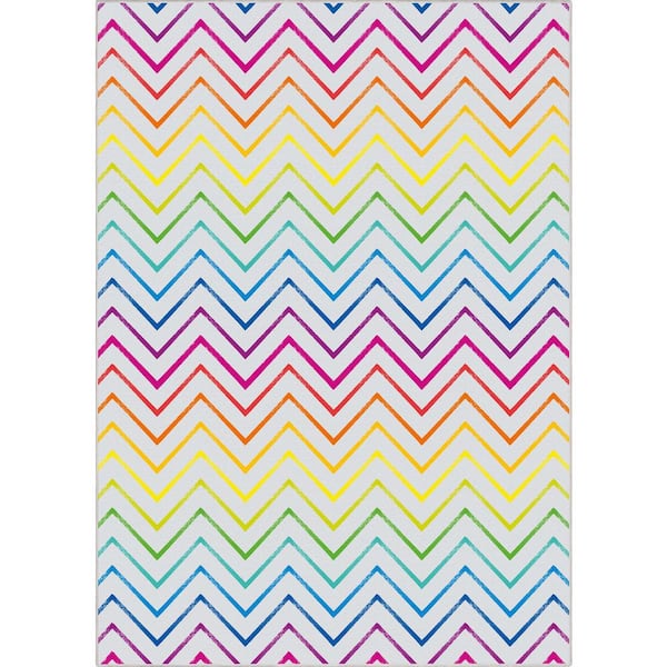 Crayola Zig Zag Multicolor 6 ft. 7 in. x 9 ft. 3 in. Area Rug