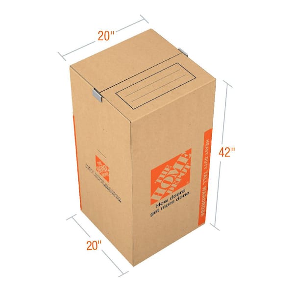 The Home Depot Large Wardrobe Moving, Shipping, Packing Box with Metal Bar (3-Pack)