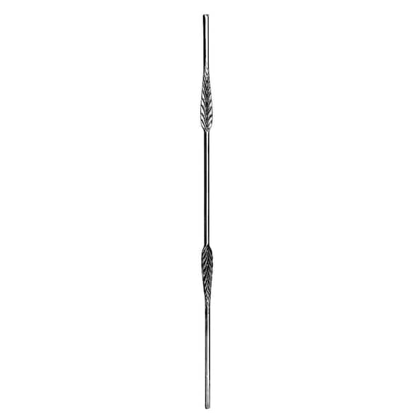 arteferro 44 in. x 9/16 in. Smooth Round Bar Dual Stamped Shadow Grey Powder Coated Wrought Iron Stair Baluster