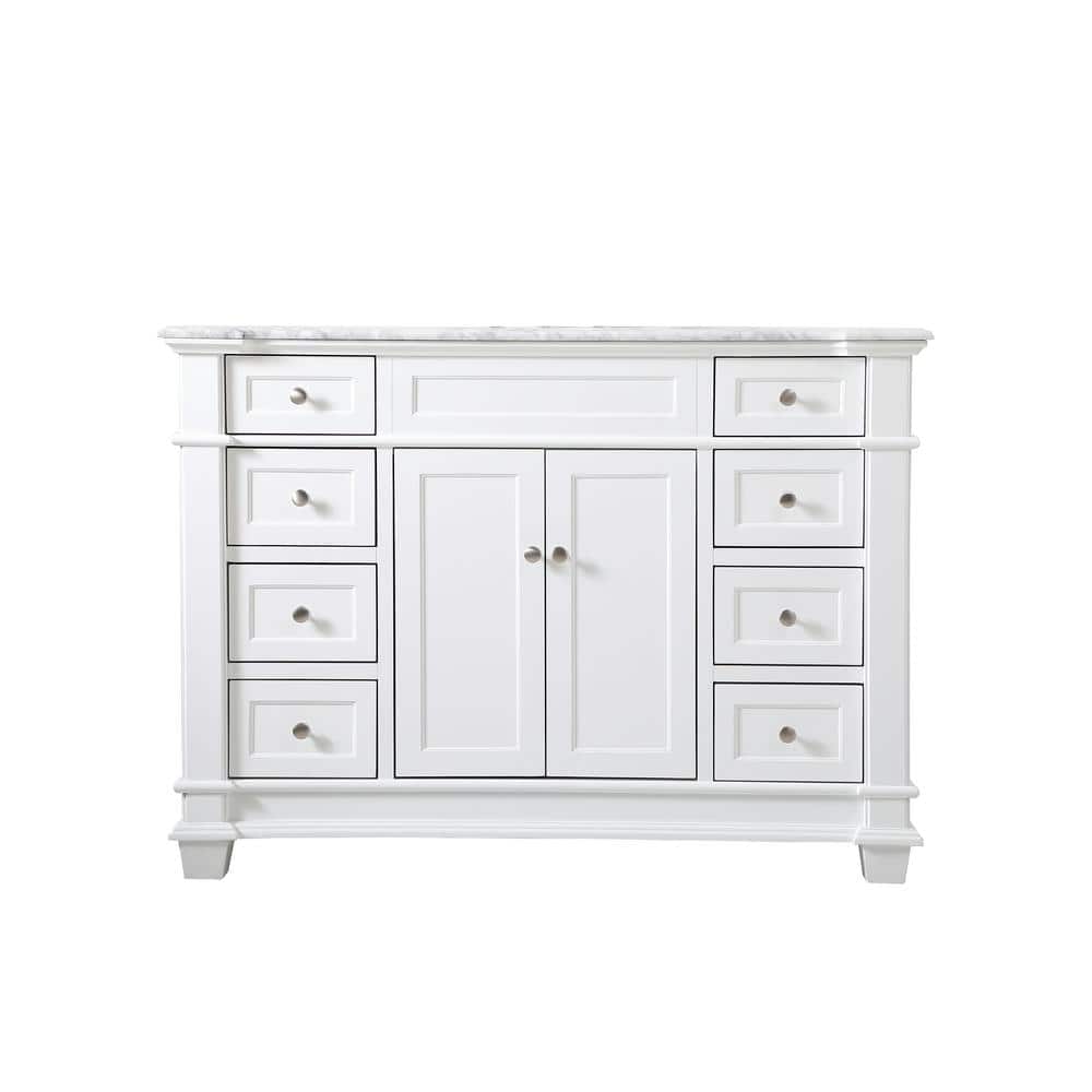 Simply Living 48 in. Single Bathroom Vanity in White with Marble Vanity Top