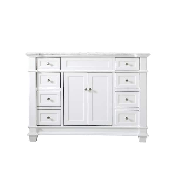 Unbranded Simply Living 48 in. Single Bathroom Vanity in White with Marble Vanity Top in Cararra White