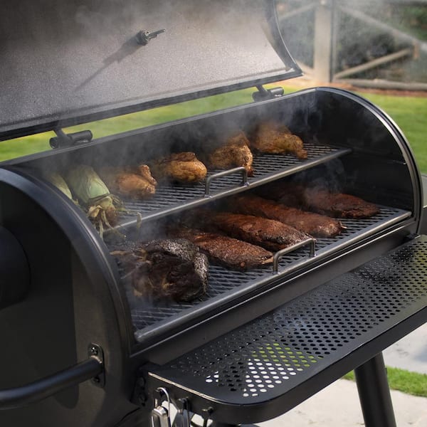 Char-Griller Grand Champ Charcoal Grill and Offset Smoker in Black 8250  The Home Depot