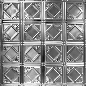 Pattern #19 24 in. x 24 in. Brushed Satin Nickel Tin Wall Tile Backsplash Kit (5 pack)