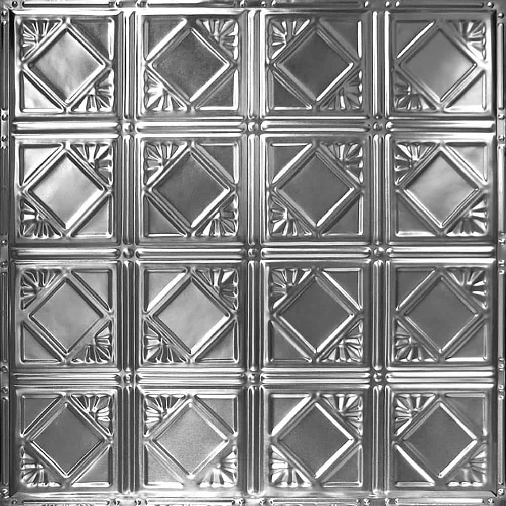 AMERICAN TIN CEILINGS Pattern 19 24 in. x 24 in. Brushed Satin Nickel