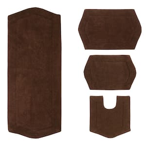 Waterford Collection 100% Cotton Tufted Bath Rug, 4 Piece Set, Chocolate