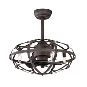 20.60 in. Industrial Reddish Brown Indoor Ceiling Fan Light with Timmer and Adjustbale Height