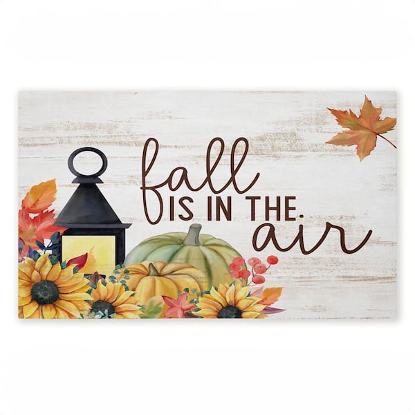 Fall is in the Air Lantern Orange 18 in. x 30 in. Polyester Non-Slip Outdoor Door Mat