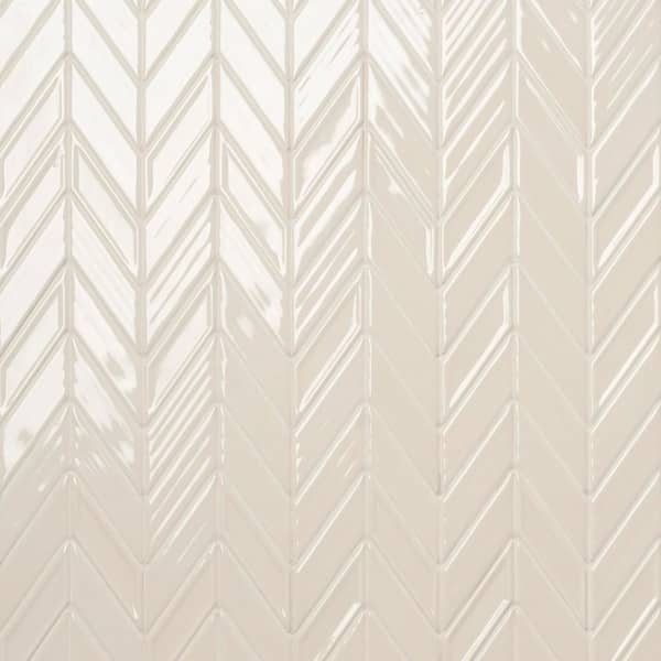 Medley Chevron Mushroom Gray 11.22 in. x 11.81 in. Glossy Ceramic Mosaic Wall Tile (0.92 sq. ft./Each)