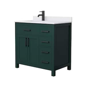 Beckett 36 in. W x 22 in. D x 35 in. H Single Sink Bathroom Vanity in Green with White Cultured Marble Top