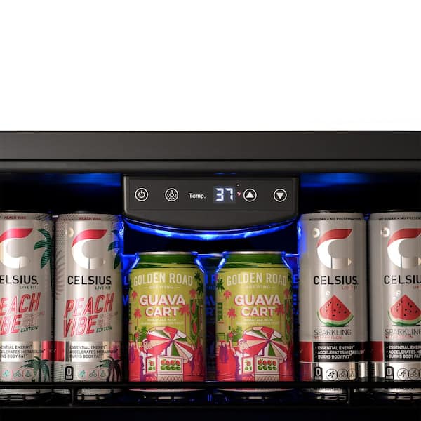 NewAir 24 Built-in 177 Can Beverage Fridge - Black Stainless Steel