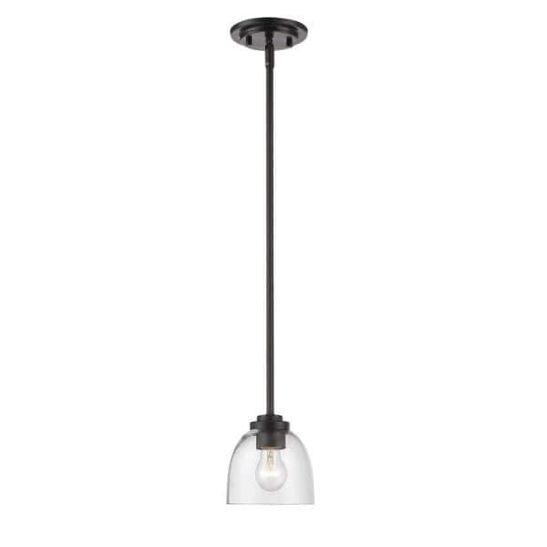Coastal Curve 6" Mini Pendant with Clear Glass Bowl and Bronze Finish