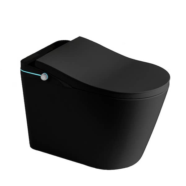 1.28 GPF Tankless Elongated Smart Bidet Toilet in Matte Black with Auto Flush, Heated Seat, Warm Air Dryer