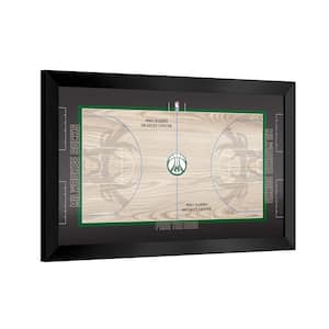 Milwaukee Bucks Logo 26 in. W x 15 in. H Wood Black Framed