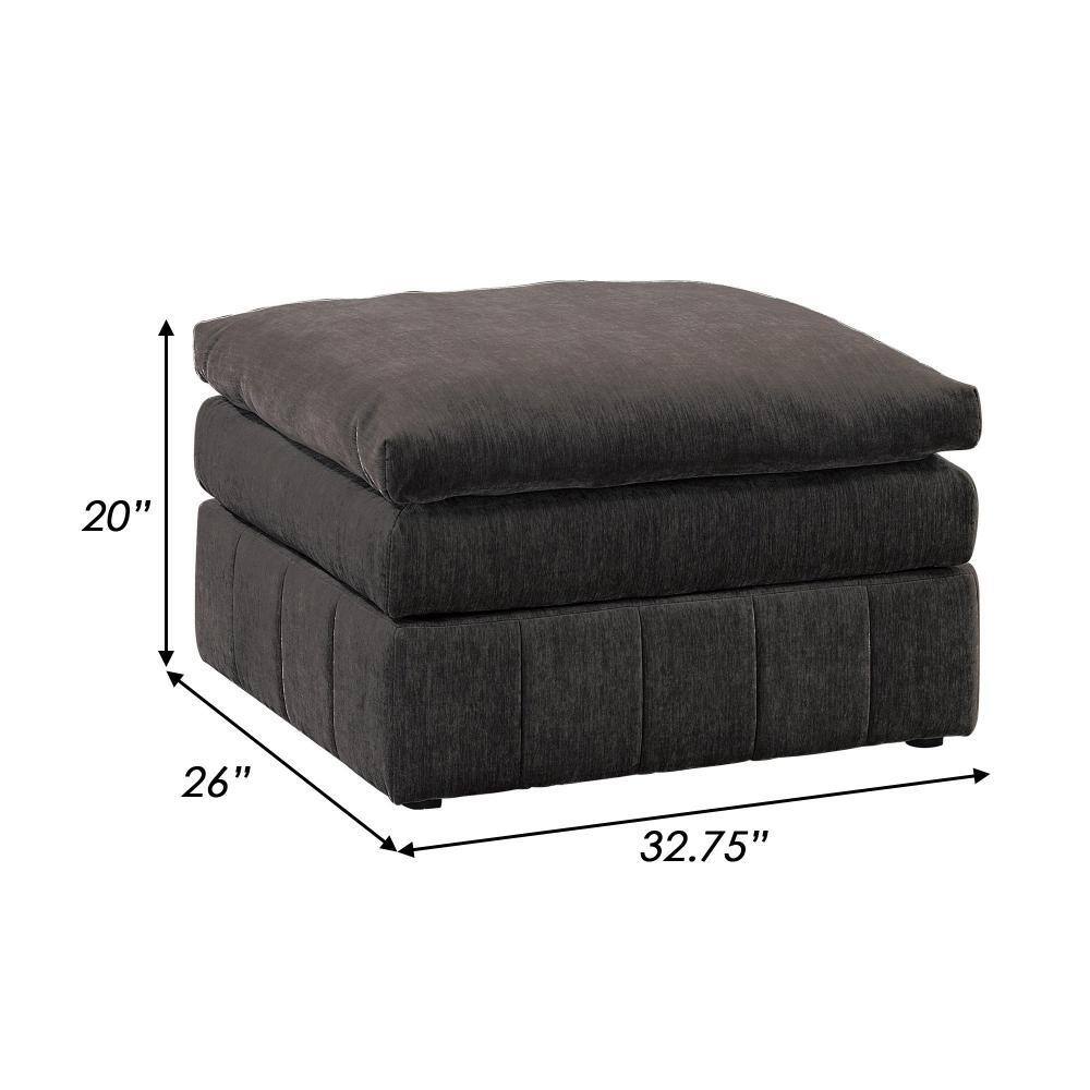 Luna 33" Dark Gray Tufted Modular Ottoman with Plush Cushioned Seat